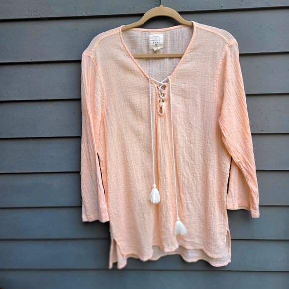 Billa Bong Yellow Cream Stripe (Linen ?) Shirt size Large - Picture 1 of 11